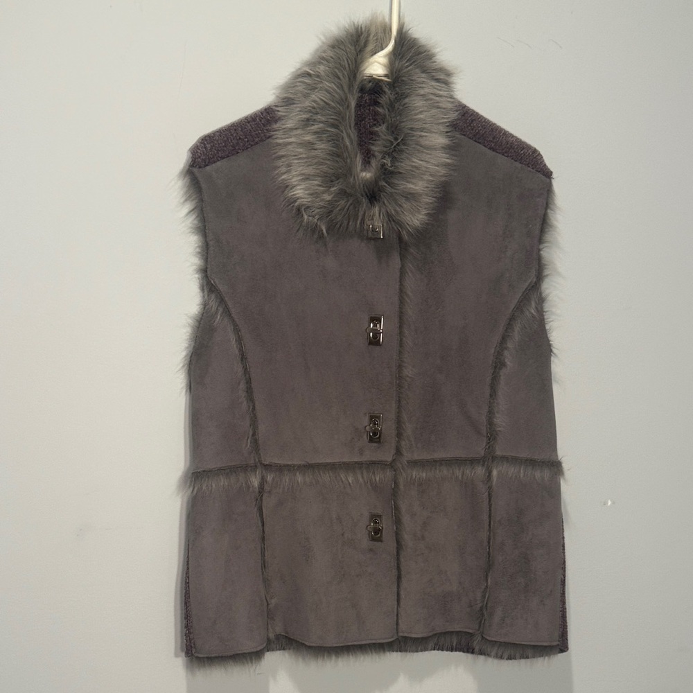 Lisa International Charcoal Faux Fur Vest